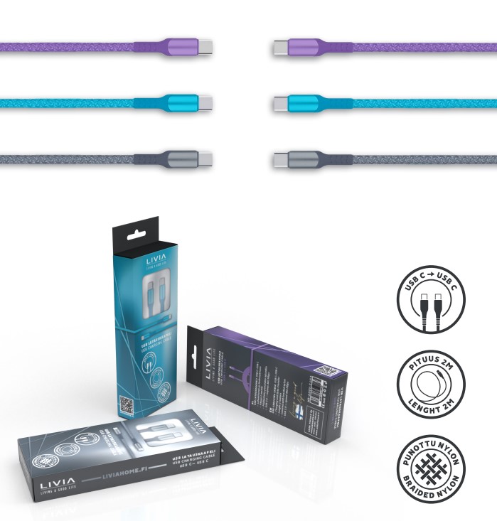 Latauskaapeli USB C–USB C 2m 
 
